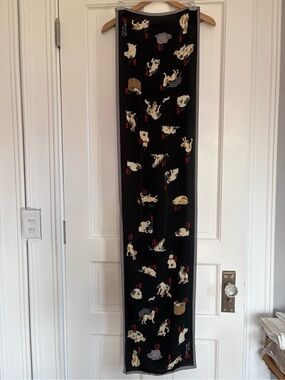 VTG Japanese Bobtail Cat Print Scarf Neko Art Historic Yukiyo-E Woodblock Unique